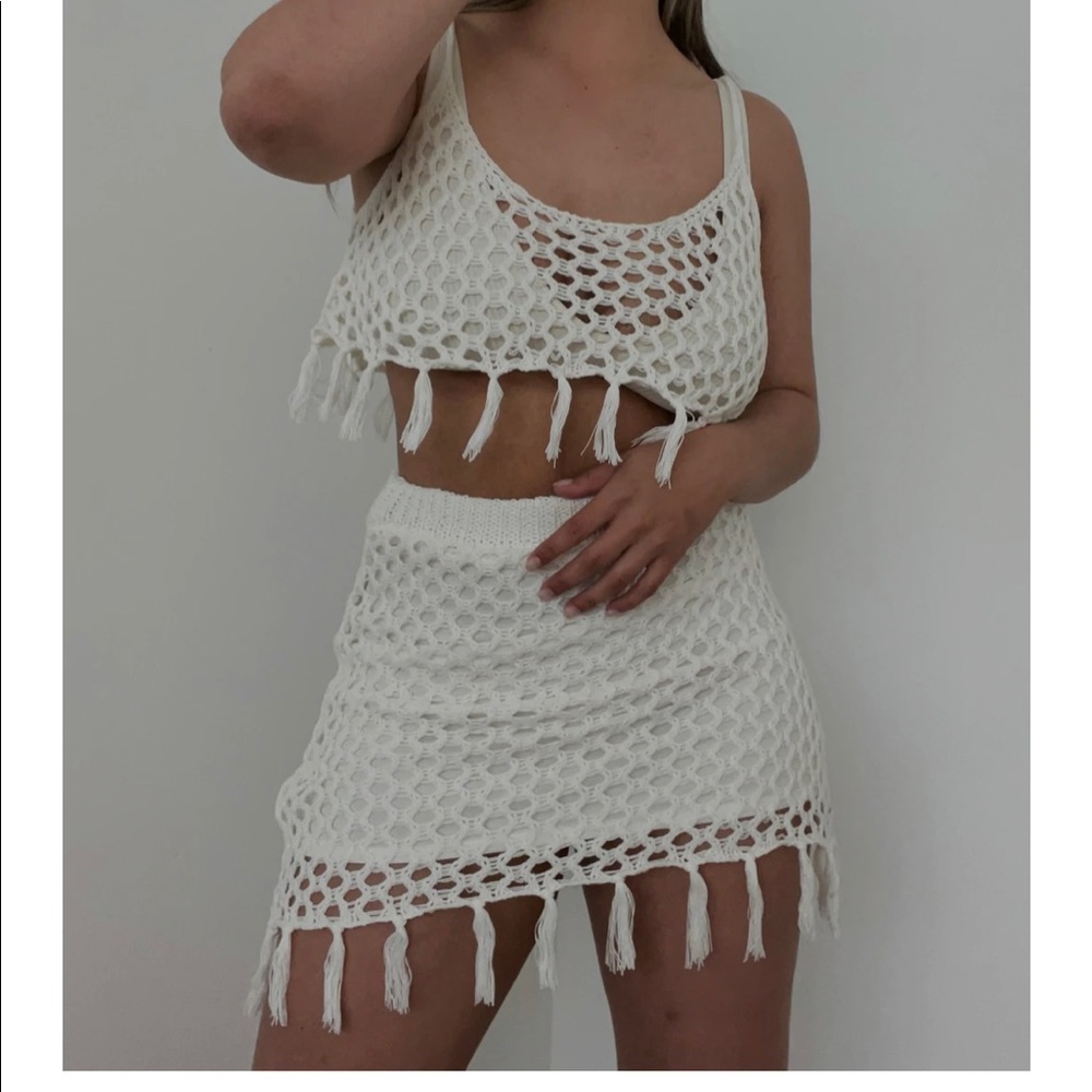 Crochet white two piece